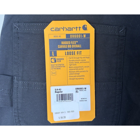 Carhartt Bib Overall Small Womens Black Canvas Bib Relaxed - Picture 4 of 11